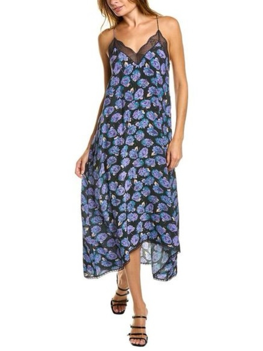 Zadig & Voltaire Risty Roses Lace-Trim High-Low Slip Dress - Picture 13 of 13